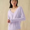 Apparel * | White + Warren Cashmere V Neck Sweaters Lilac Shadow