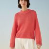 Apparel * | White + Warren Lofty Cotton High Rib Crewneck Best-Sellers Pink Geranium