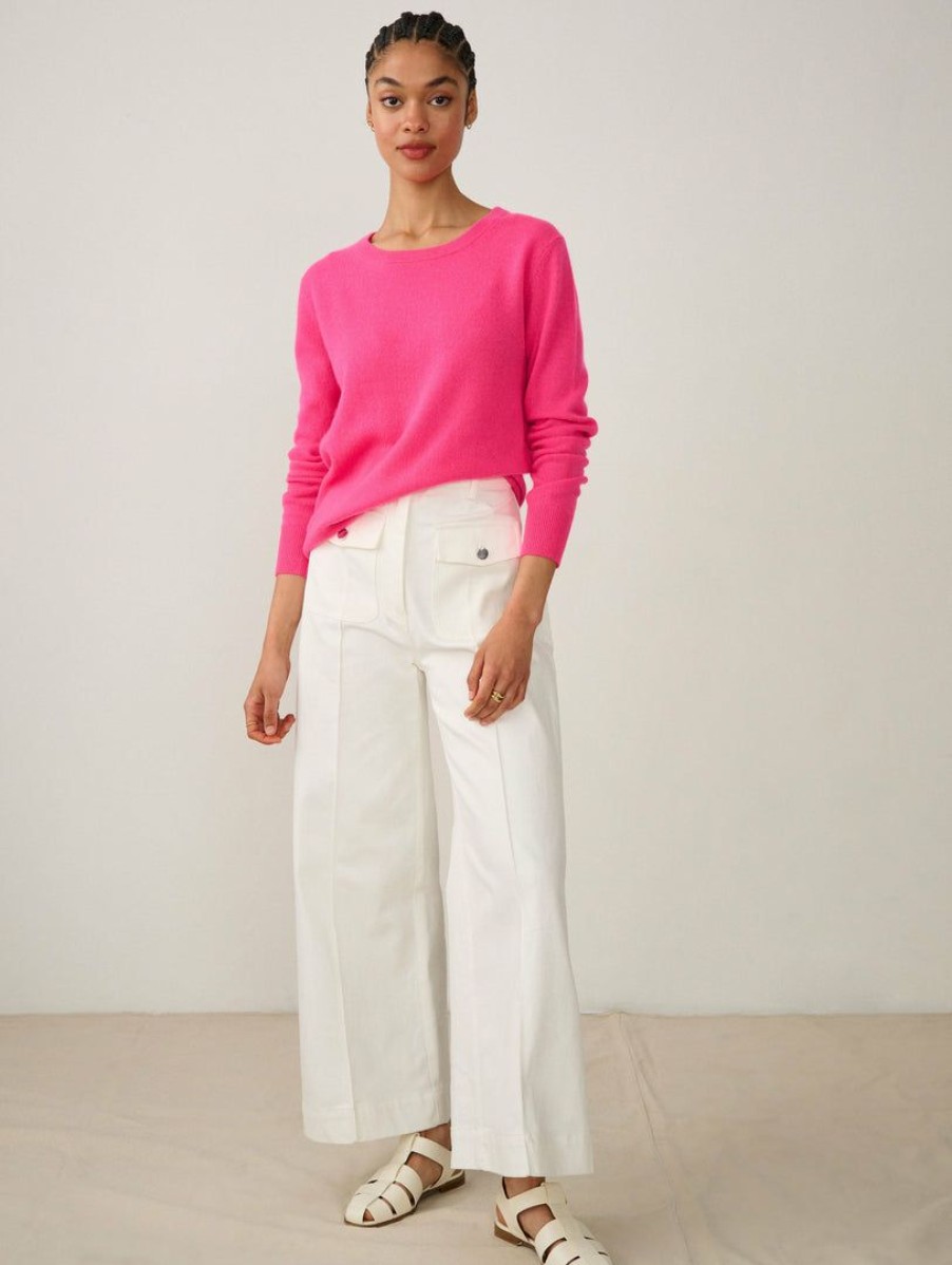 Apparel * | White + Warren Essential Cashmere Crewneck Neon Berry