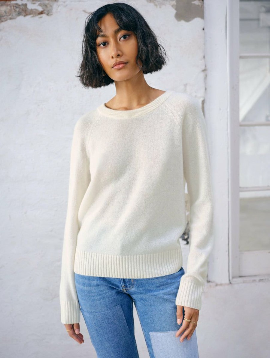 Apparel * | White + Warren Cashmere Sweatshirt Soft White