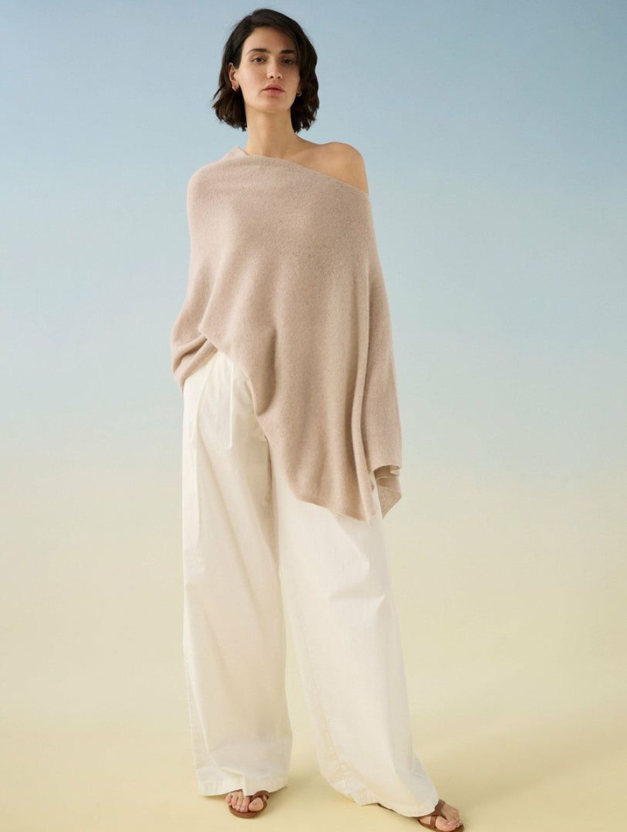 Apparel * | White + Warren Summer Staples Cashmere Two Way Angled Topper Toffee Heather