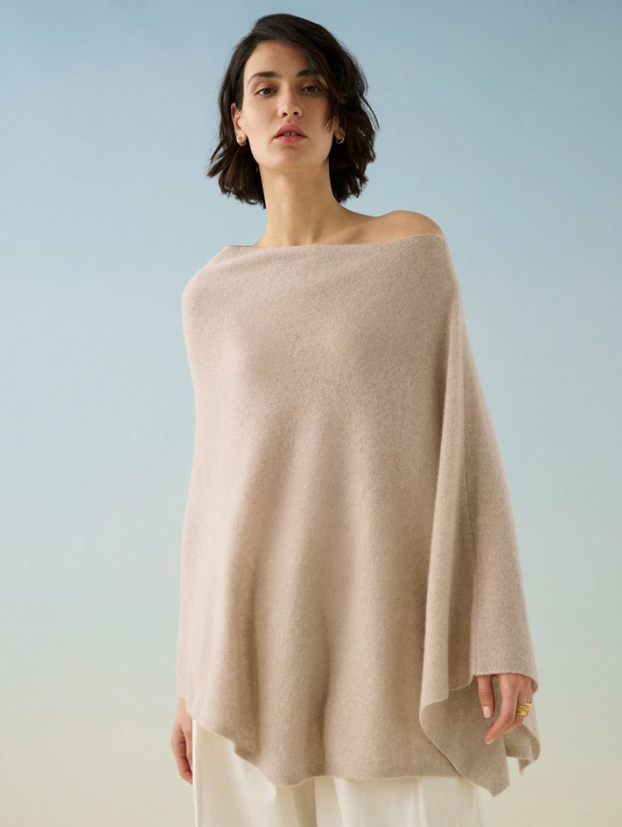 Apparel * | White + Warren Summer Staples Cashmere Two Way Angled Topper Toffee Heather