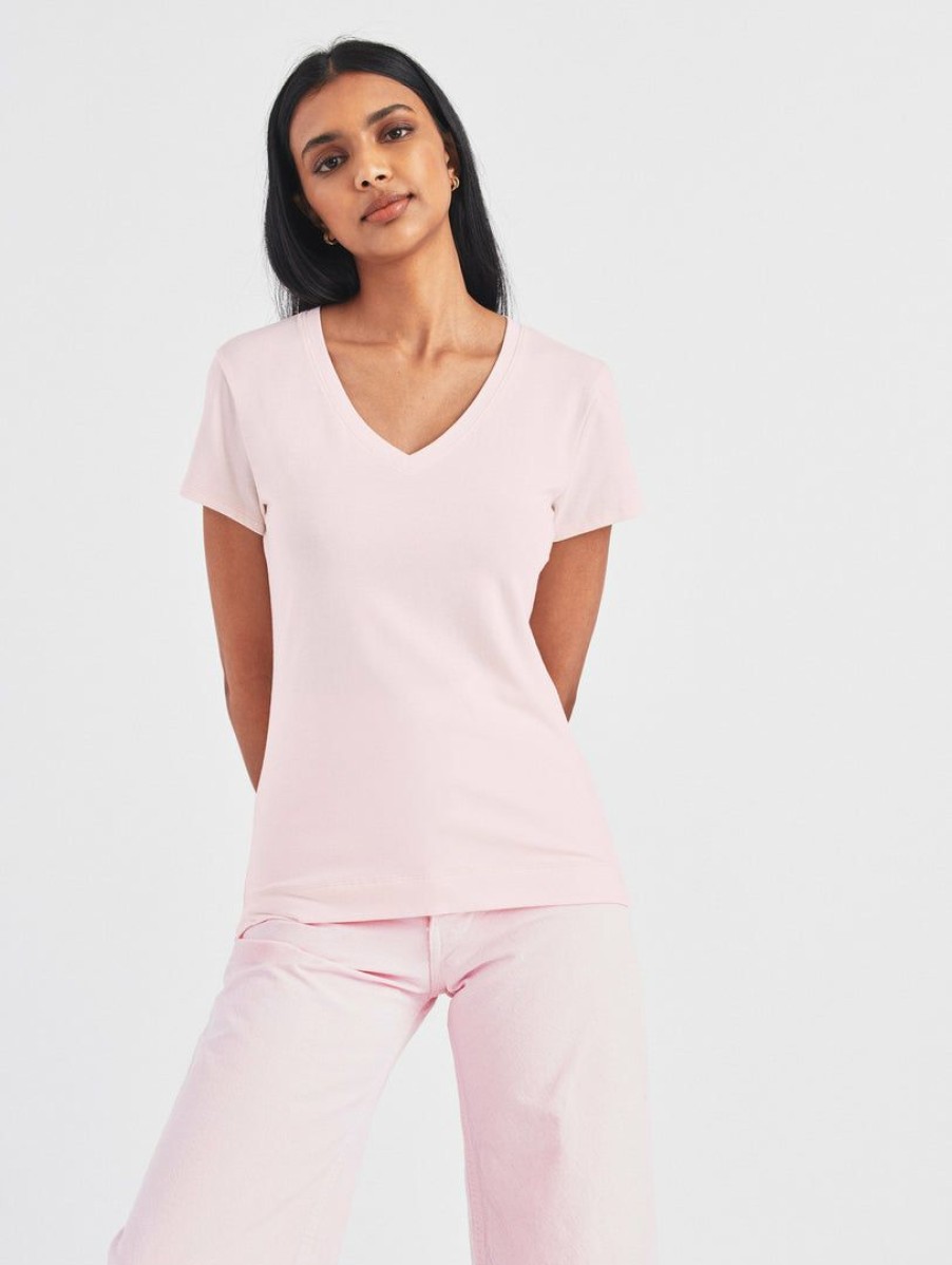 Apparel * | White + Warren Cotton Modal V Neck Tee Pale Pink Sand