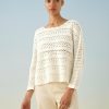 Apparel * | White + Warren Cotton Hand Crochet Top Best-Sellers White