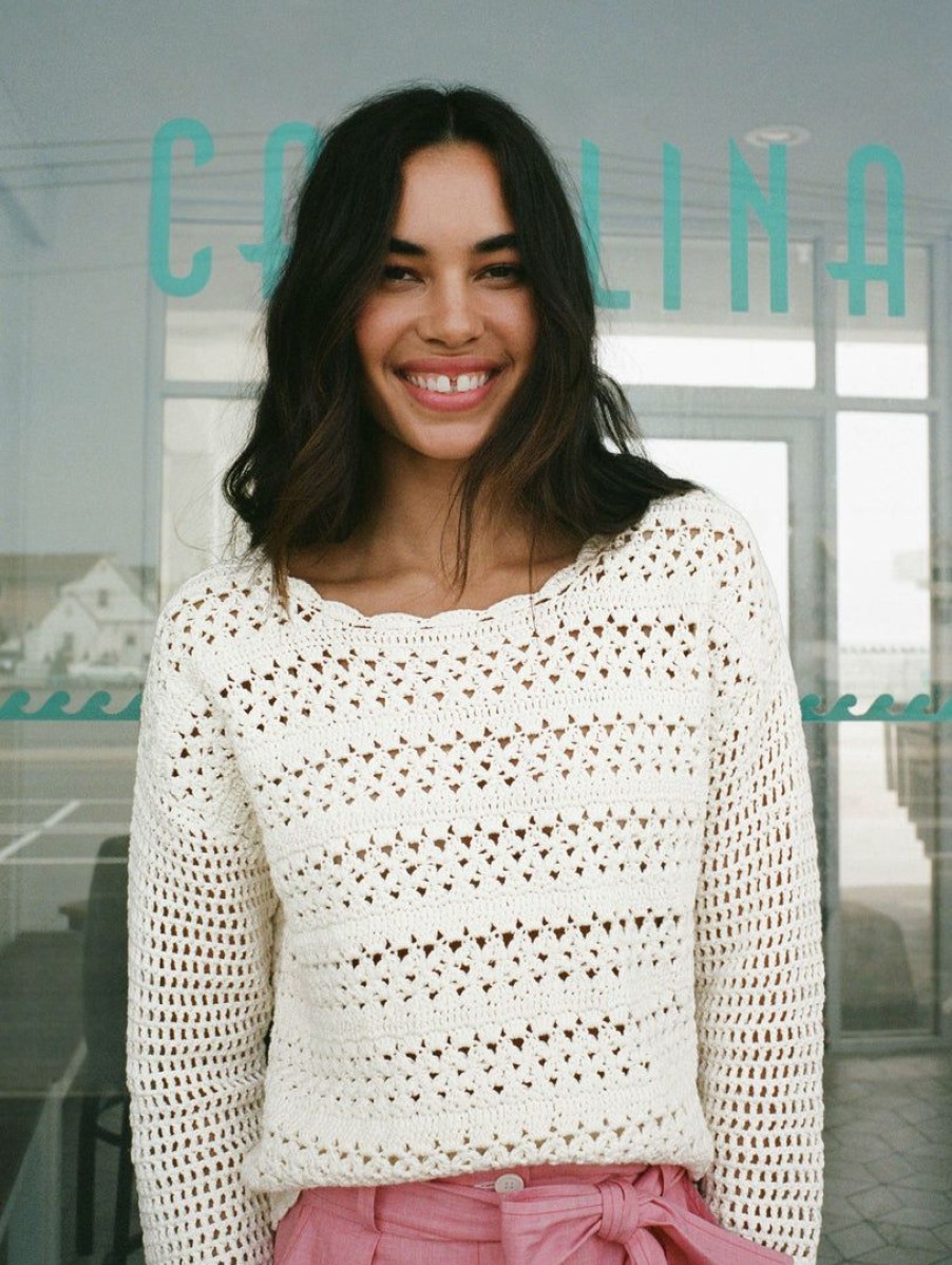 Apparel * | White + Warren Cotton Hand Crochet Top Best-Sellers White