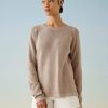 Apparel * | White + Warren Cotton Silk Ribbed Crewneck Best-Sellers Latte