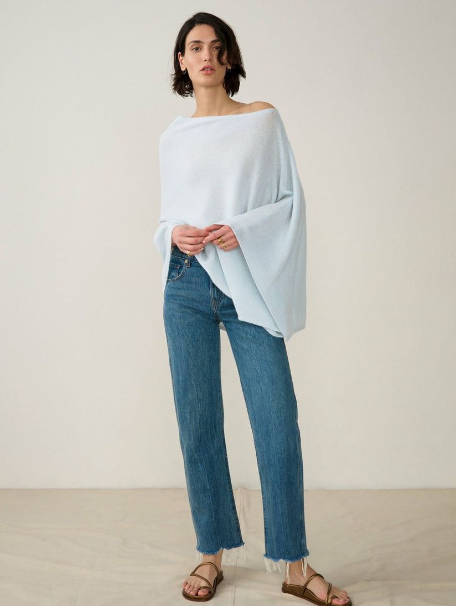 Apparel * | White + Warren Cashmere Two Way Angled Topper Summer Staples Hydrangea