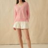 Apparel * | White + Warren Vacation Wardrobe Linen Easy V Neck Pink Grapefruit Heather